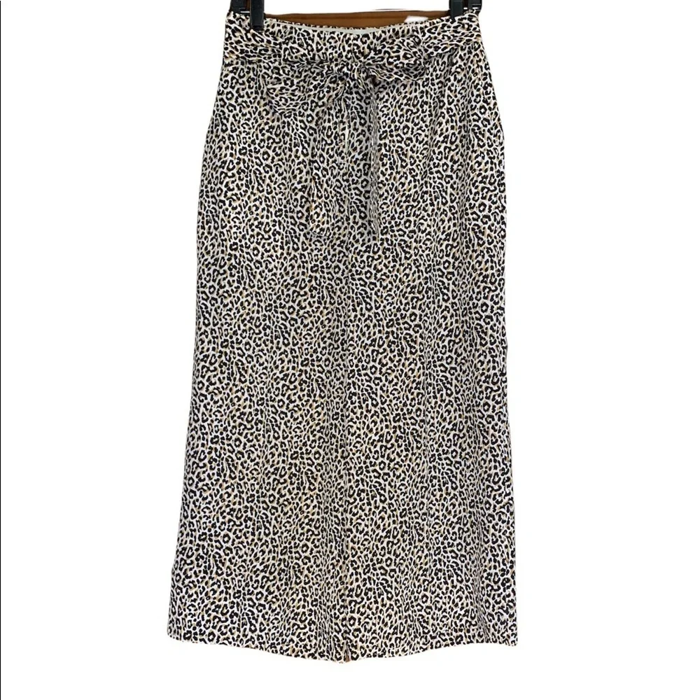 J. Crew Wide-leg cropped pant in‎ leopard-print silk